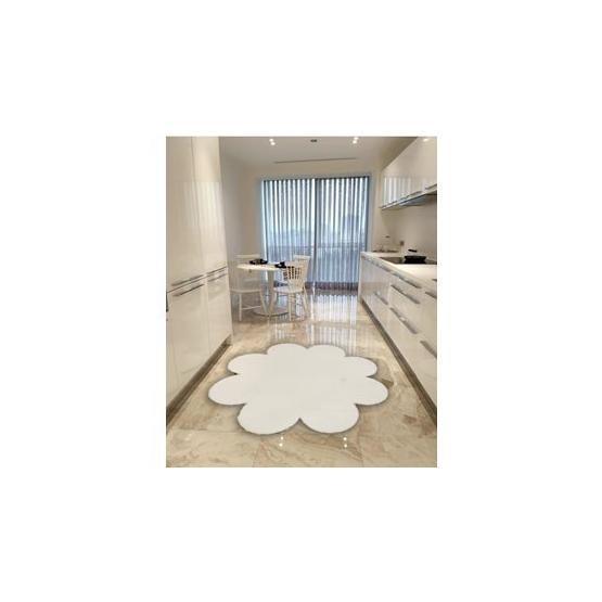 Balat Halı Dekoratif Beyaz Peluş Yumuşak Papatya Halı 120x120 Salon Halısı Fiyatı