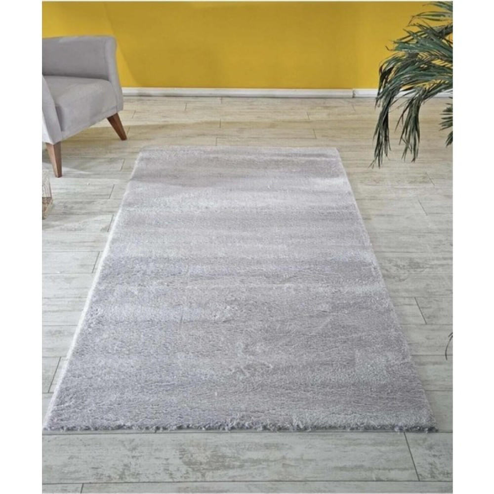 Balat Halı Raschel Carpet Kesme Yolluk Kaymaz Taban Yumuşak Peluş Halı Açık Gri - 120 x 230 cm Salon Halısı Fiyatı