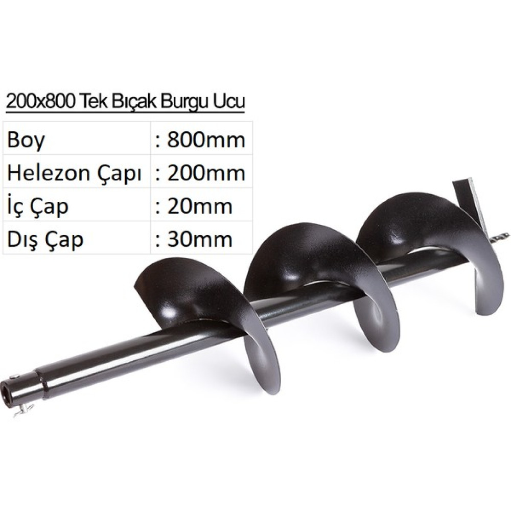Balatlı Tek Bıçak Toprak Burgu Ucu 200 x 800 mm Oto Boyaları Fiyatı