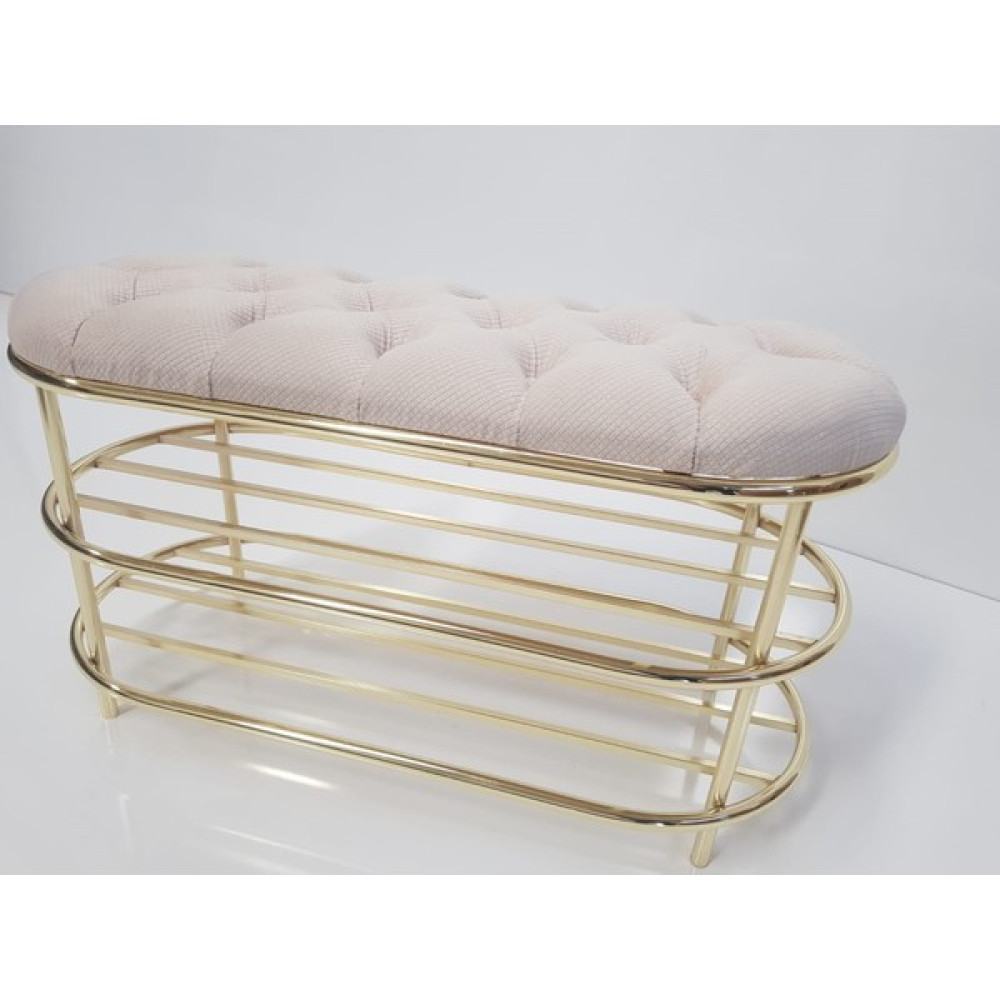 balcıhouse Krem Renk Metal Ayaklı Lüks Bench Puf Puf Fiyatı