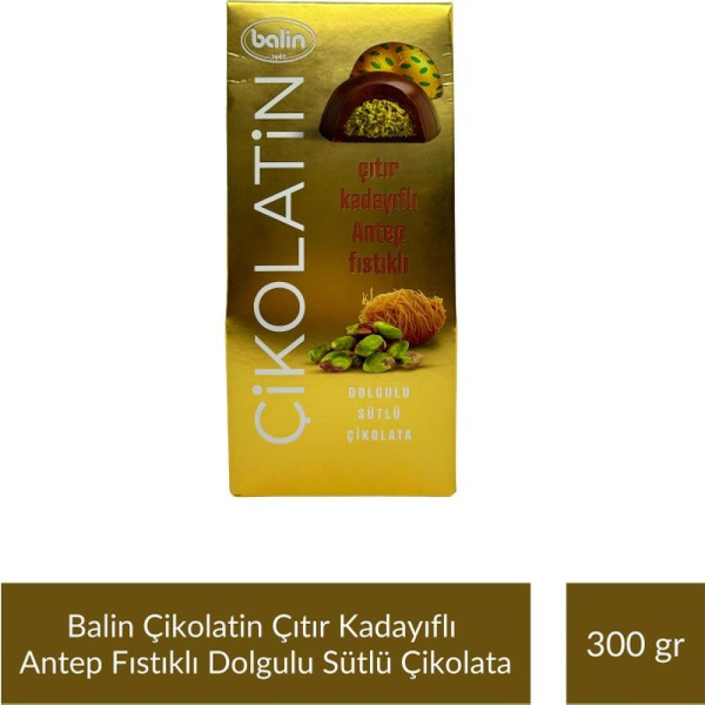 Balin Çikolatin Çıtır Kadayıflı Antep Fıstıklı Dolgulu Sütlü Çikolata 300 gr Çikolata ve Gofret Fiyatı
