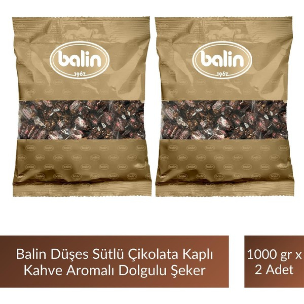 Balin Düşes Çikolata Kaplı Kahve Aromalı Sert Şeker 1000 gr x 2 Adet - 1 kg Diğer Fiyatı