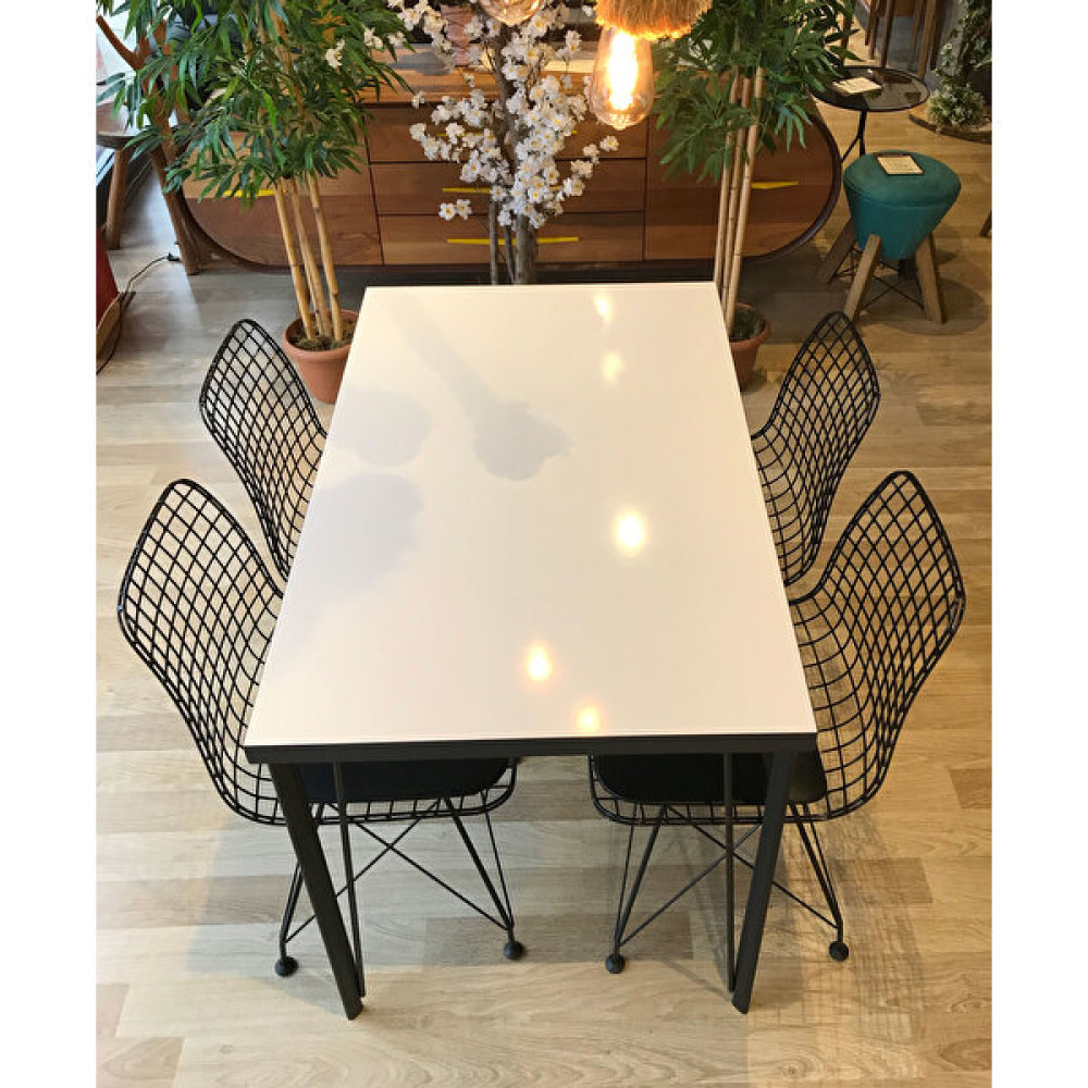Balkon Masası + 4 Sandalye Beyaz 120-80 Masa - Sandalye Seti / Takımı Fiyatı