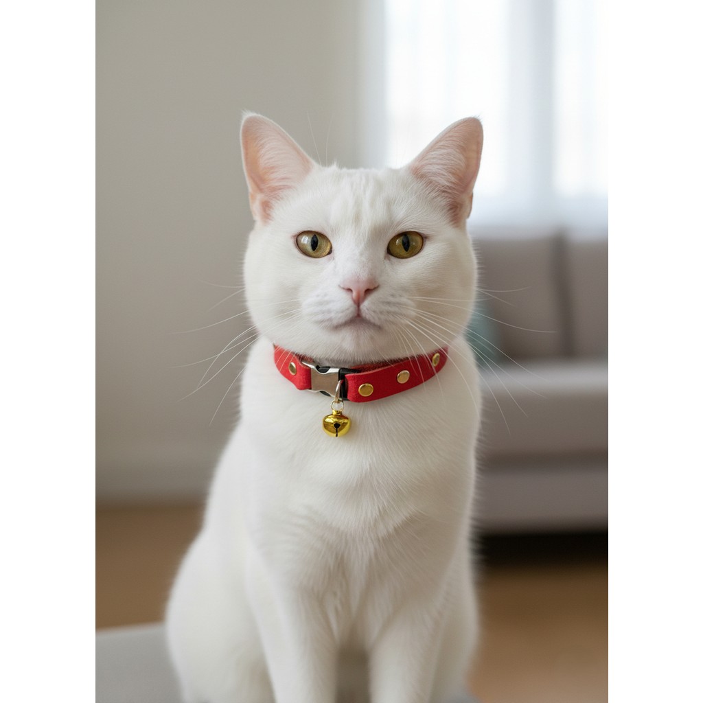 Balkonda Kedi Kolyesi Tasma Ayarlanabilir Hakiki Deri Kırmızı Sesli Zilli - Standart Ayarlanabilir Evcil Hayvan Ürünleri Fiyatı