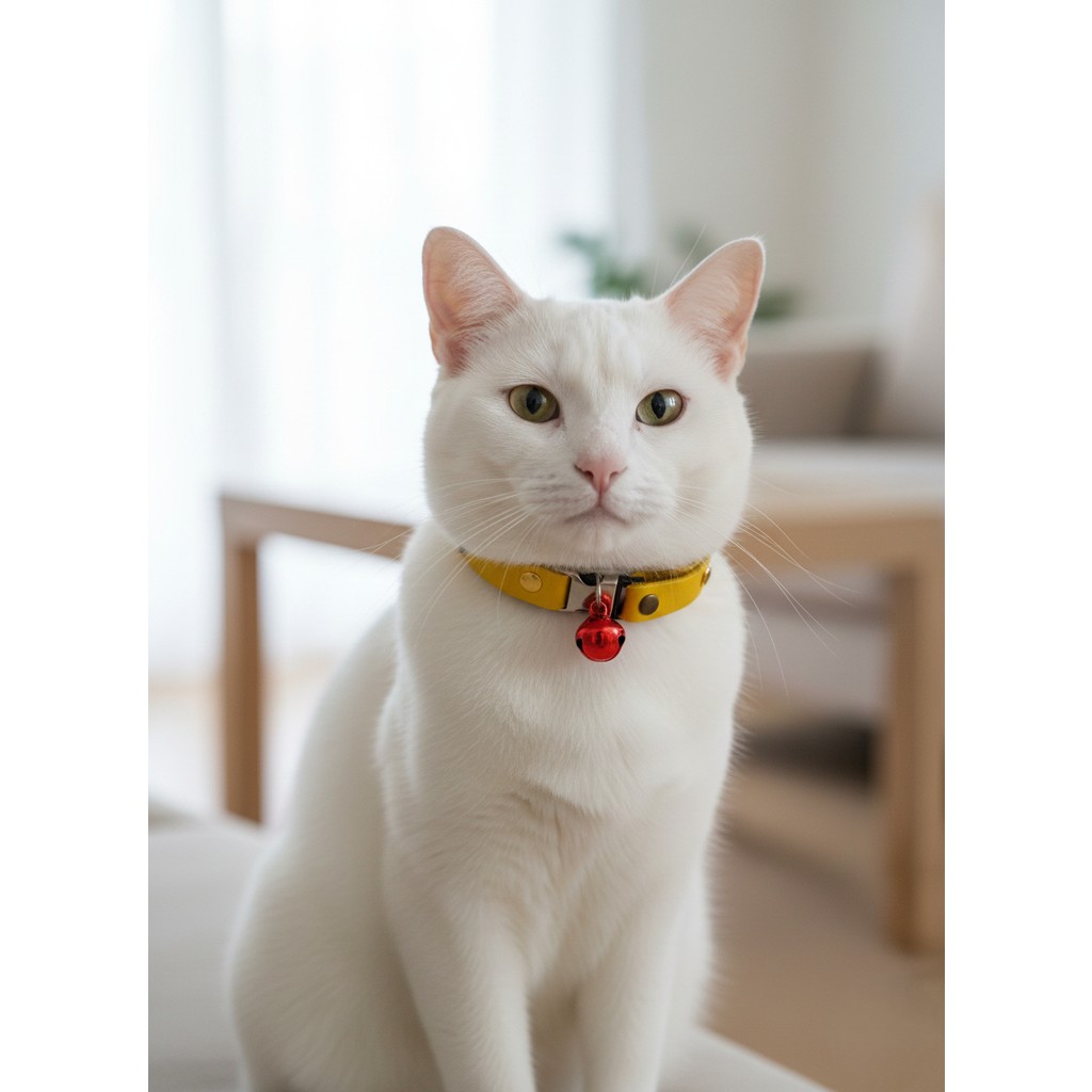 Balkonda Kedi Kolyesi Tasma Ayarlanabilir Hakiki Deri Sarı Sesli Zilli - Standart Ayarlanabilir Evcil Hayvan Ürünleri Fiyatı
