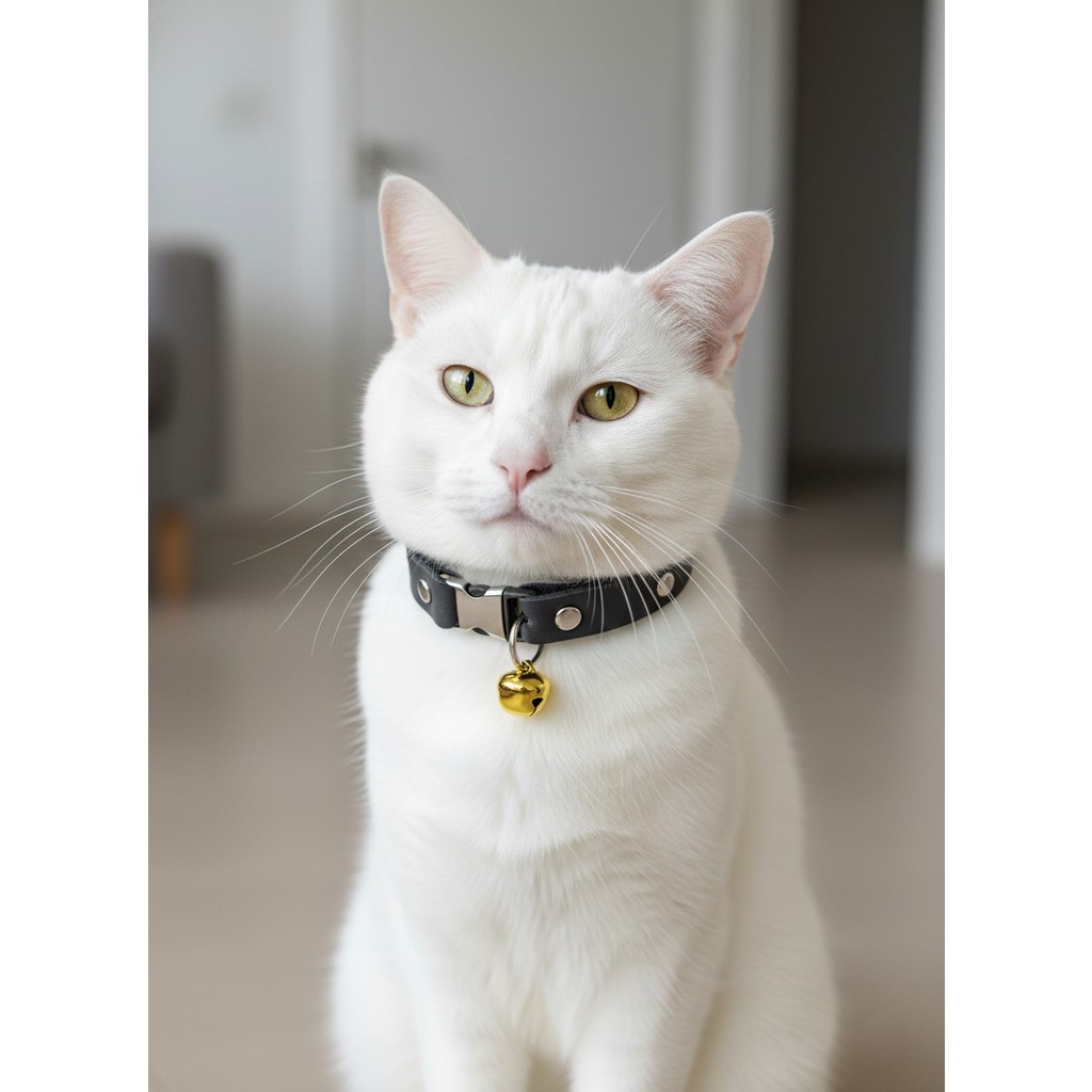 Balkonda Kedi Kolyesi Tasma Ayarlanabilir Hakiki Deri Siyah Sesli Zilli - Standart Ayarlanabilir Evcil Hayvan Ürünleri Fiyatı