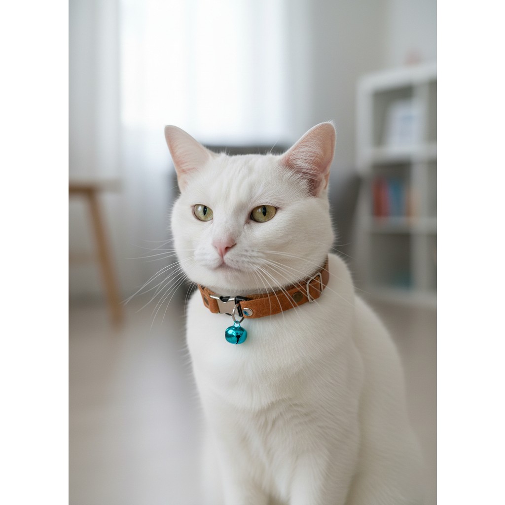 Balkonda Kedi Kolyesi Tasma Ayarlanabilir Hakiki Deri Taba Sesli Zilli - Standart Ayarlanabilir Evcil Hayvan Ürünleri Fiyatı