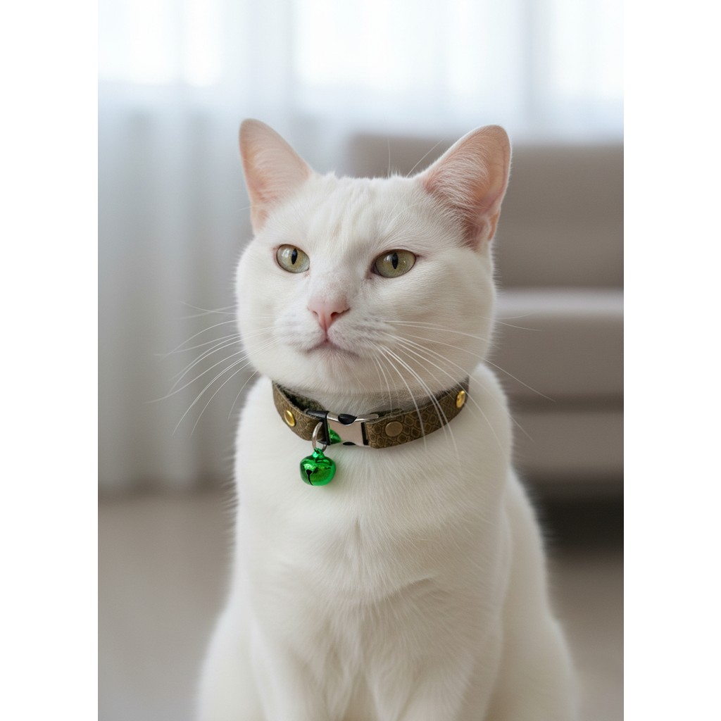Balkonda Kedi Kolyesi Tasma Ayarlanabilir Hakiki Deri Yeşil Sesli Zilli - Standart Ayarlanabilir Evcil Hayvan Ürünleri Fiyatı