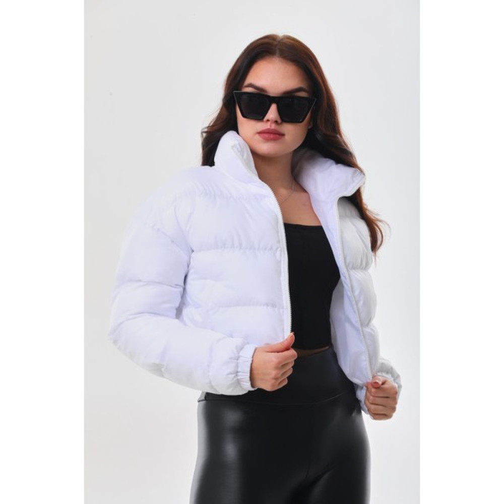 Ball Bee Kadın Beyaz Crop Şişme Mont Bayan Mont Fiyatı