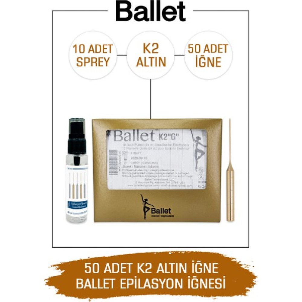 Ballet 50 Adet K2 Altın Epilasyon İğnesi 50'li K2 Gold İğne Oto Boyaları Fiyatı