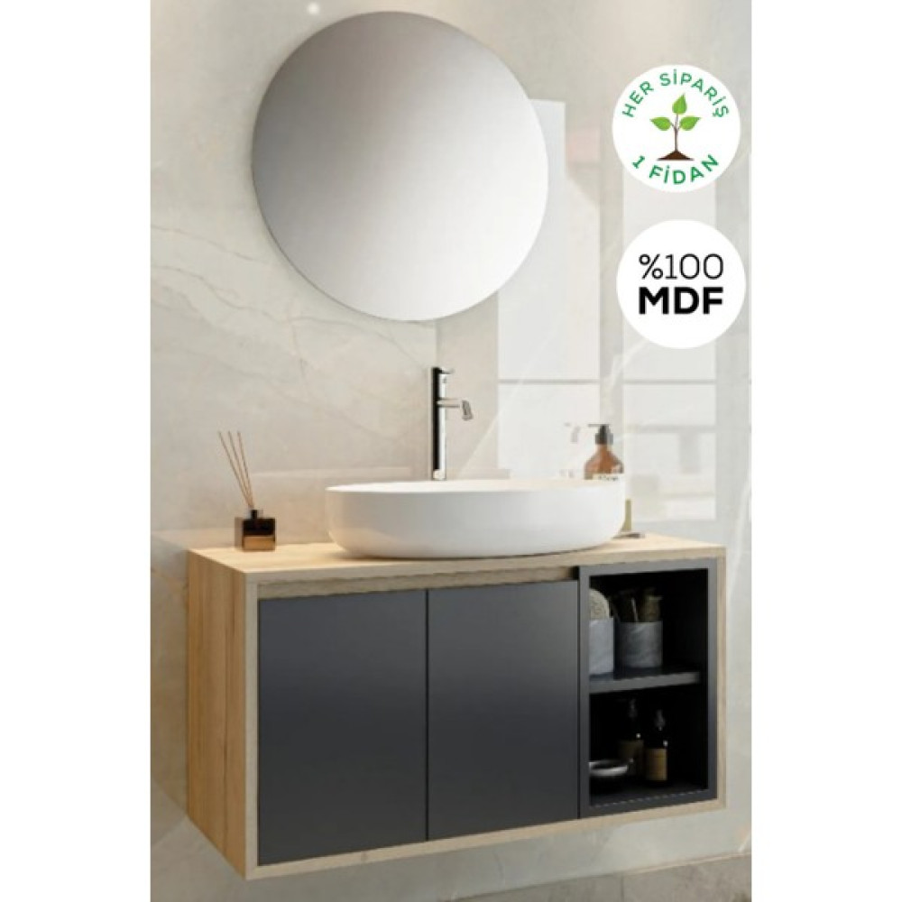 Balneom Banyo Gül 80 cm Demonte Banyo Dolabı Ayna Lavabo Banyo Dolabı / Mobilyası Fiyatı