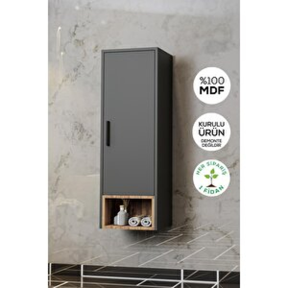 Balneom Banyo Karanfil 120 Cm Antrasit Banyo Boy Dolabı Banyo Dolabı / Mobilyası Fiyatı