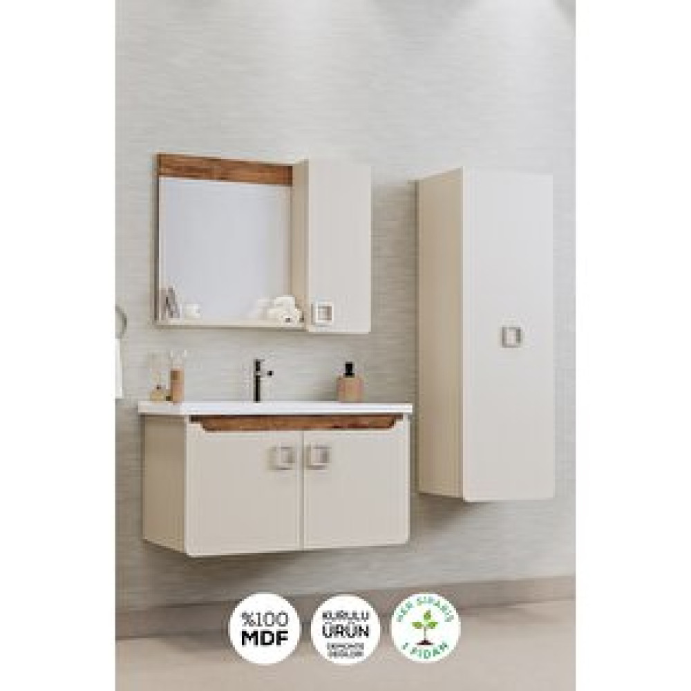Balneom Banyo Selvi 80 Cm Banyo Dolabı Aynalı Dolaplı Üst Dolap Lavabo Boy Dolabı Banyo Dolabı / Mobilyası Fiyatı