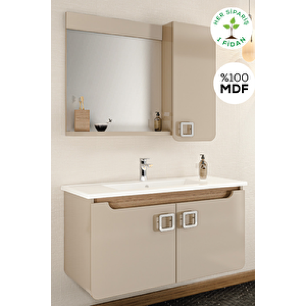 Balneom Banyo Selvi 80 Cm Demonte Banyo Dolabı Aynalı Dolaplı Üst Dolap Lavabo Banyo Dolabı / Mobilyası Fiyatı