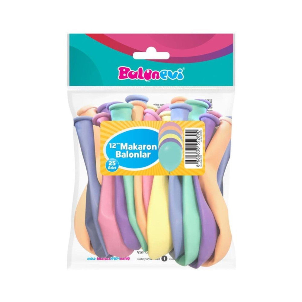 BalonEvi 25li Karışık Makaron Balon 12 İnç Yaş Günü & Parti Fiyatı