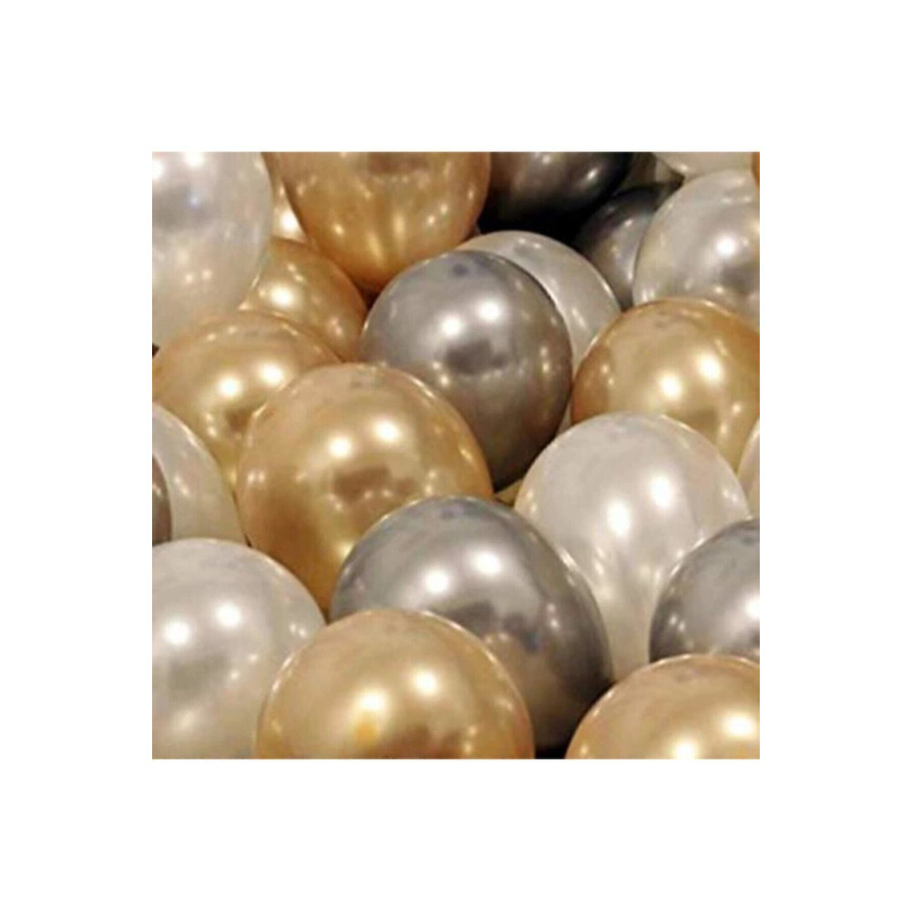 BalonEvi 30 Adet Metalik Sedefli Gold-gümüş Gri-beyaz Balon Yaş Günü & Parti Fiyatı