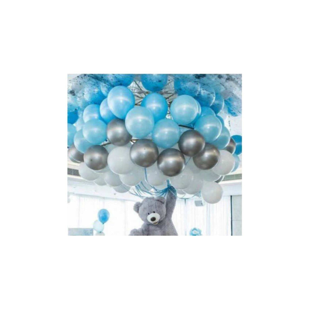 BalonEvi 50 Ad A.mavi-beyaz-gümüş Metalik Balon 5 mt Balon Zinciri Parti Balon Seti Yaş Günü & Parti Fiyatı