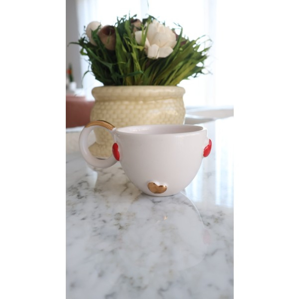 Balooun Atelier Amor Fincan - Beyaz - Kırmızı - 125 ml Fincan / Bardak / Kahve Takımı Fiyatı
