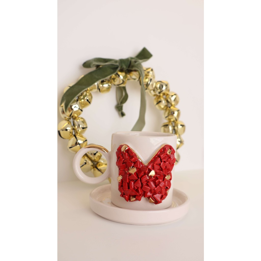 Balooun Atelier Butterfly S (Red) Türk Kahvesi Fincanı - Beyaz - Kırmızı - 125 ml Fincan / Bardak / Kahve Takımı Fiyatı