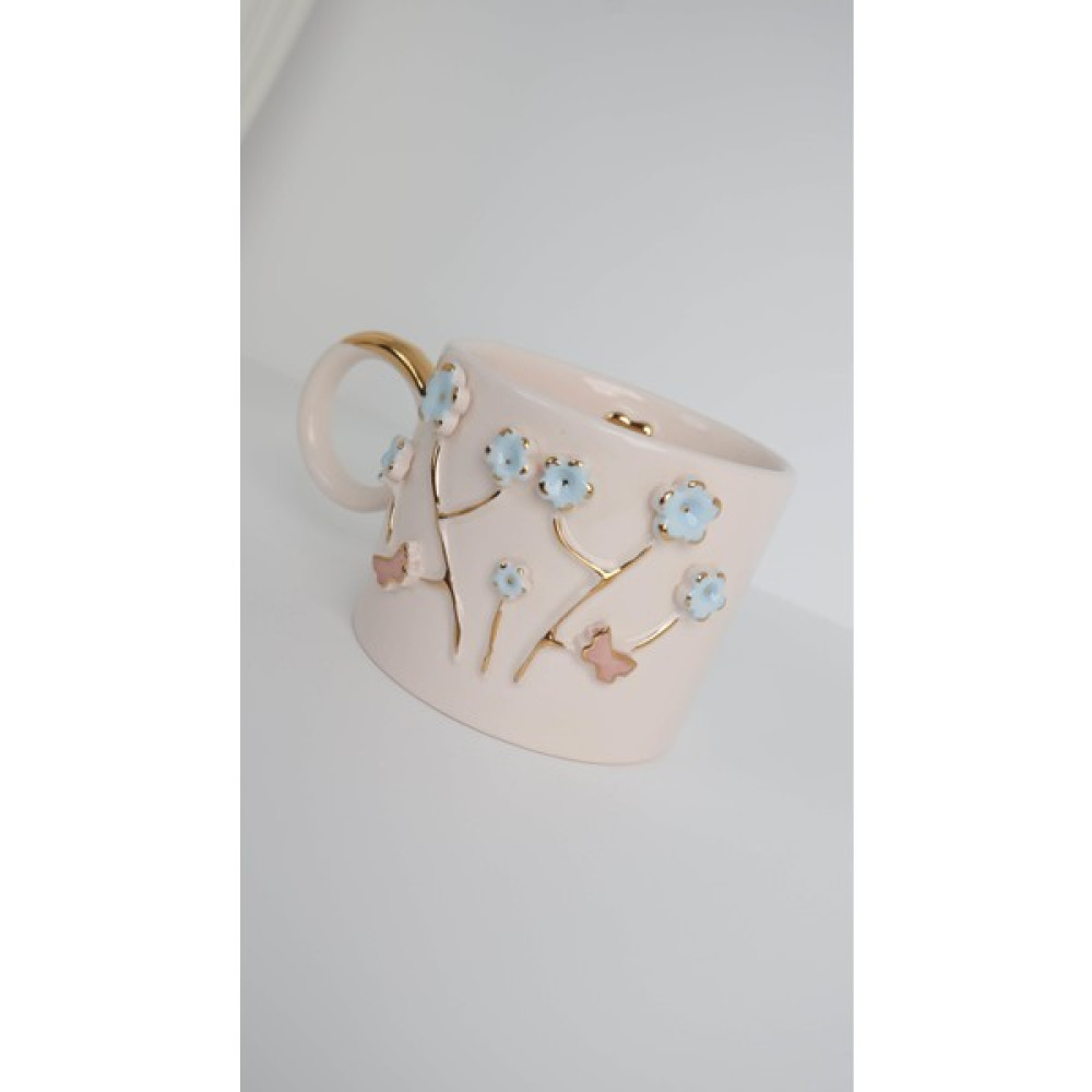 Balooun Atelier Flowers (Blue) Fincan - Beyaz - Açık Mavi Fincan / Bardak / Kahve Takımı Fiyatı