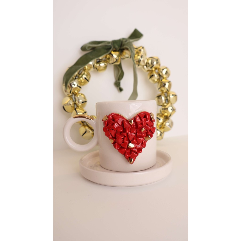Balooun Atelier Love S Türk Kahvesi Fincanı - Beyaz - Kırmızı - 125 ml Fincan / Bardak / Kahve Takımı Fiyatı