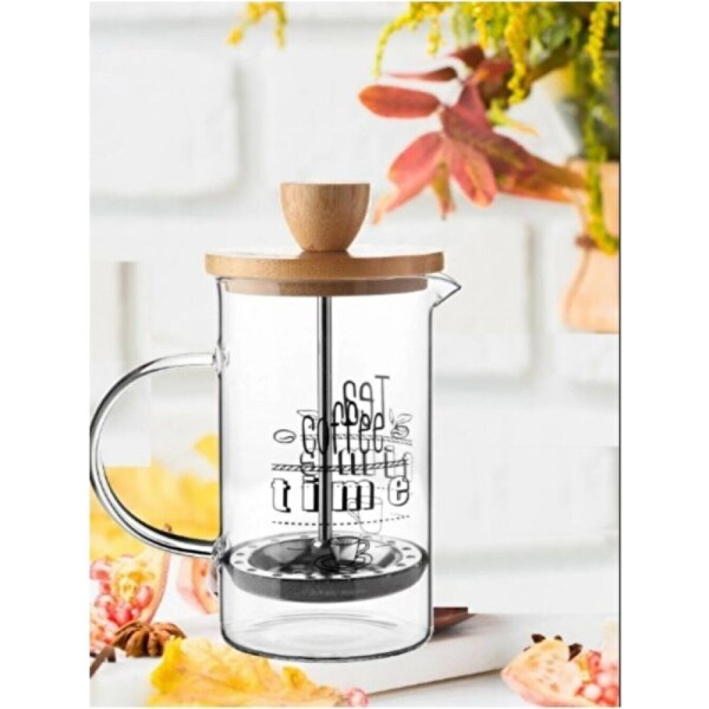 Balsa Bambu Kapaklı Borosilikat Cam French Press 350 ml French Press Fiyatı