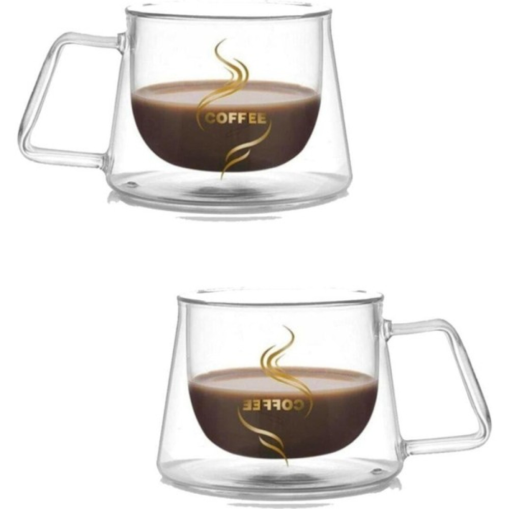 Balsa Grup 2 Adet Çift Camlı Çift Cidarlı Kupa Fincan 200 ml Çift Katmanlı Kulplu Cam Kupa Barda Fincan / Bardak / Kahve Takımı Fiyatı