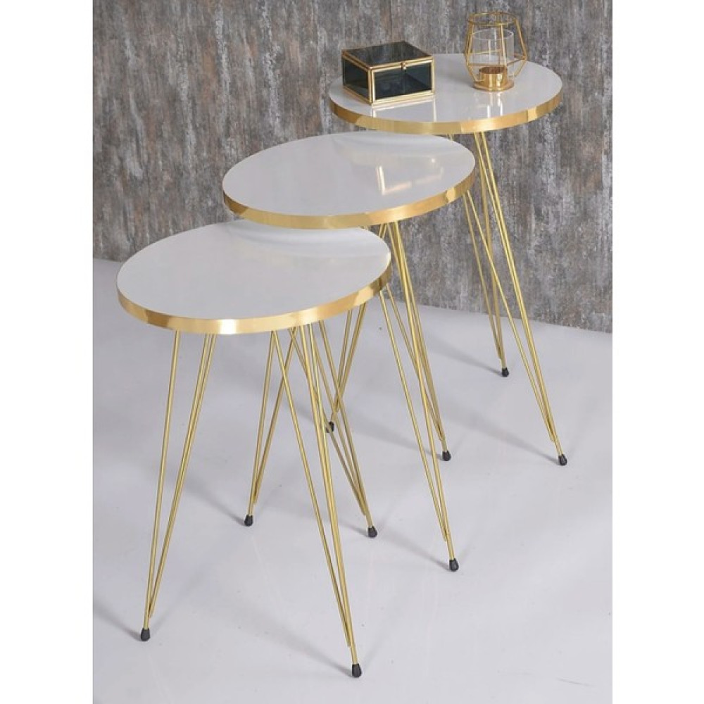 Bambeds Mobilya Beyaz Gold Zigon Sehpa Zigon Sehpa Fiyatı