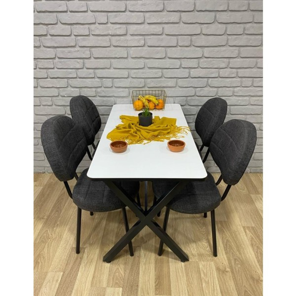 Bambeds Mobilya Masa Takımı, Yemek Masası, Mutfak Masası, Balkon Masası - 60X120 Beyaz Masa - Sandalye Seti / Takımı Fiyatı
