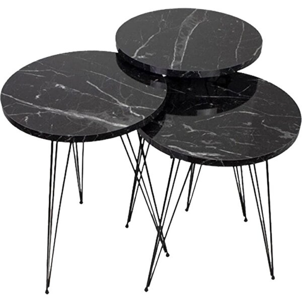 Bambeds Mobilya Mermer Desenli Metal Ayaklı 3 Lü Zigon Sehpa Takımı Zigon Sehpa Fiyatı