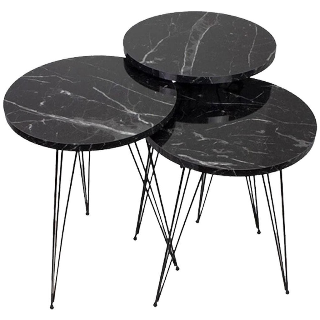 Bambeds Mobilya Mermer Desenli Metal Ayaklı 3 Lü Zigon Sehpa Takımı Yan Sehpa Fiyatı