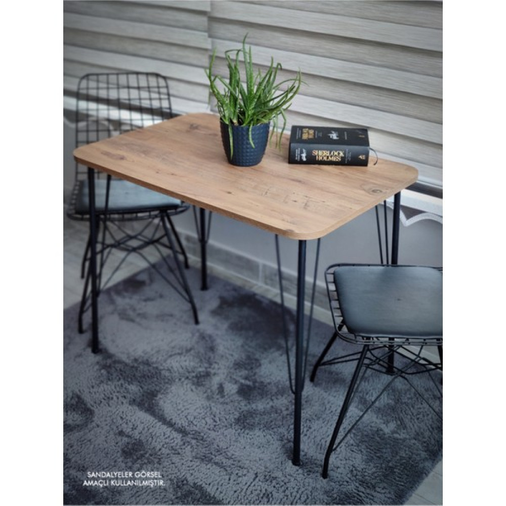 Bambeds Mobilya Metal Ayaklı 60X90 cm Eclipse 2022 Mutfak Masası Balkon Masası Çalışma Masası - Atlantik Çam - 60 x 90 Yemek & Mutfak Masası Fiyatı