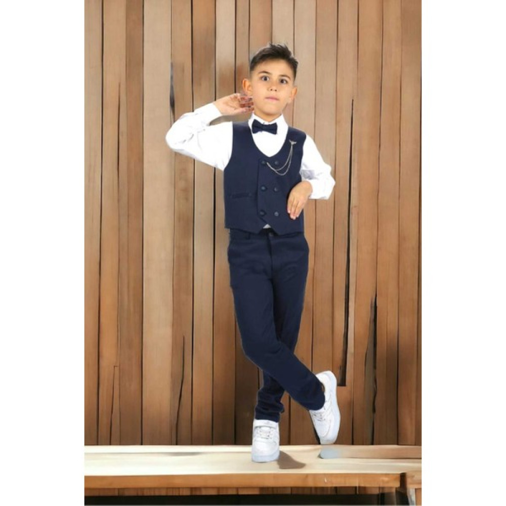 Bambi Kids Erkek Çocuk Smokin Takım Elbise Yelekli Papyonlu Erkek Çocuk Giyim Takımı Fiyatı