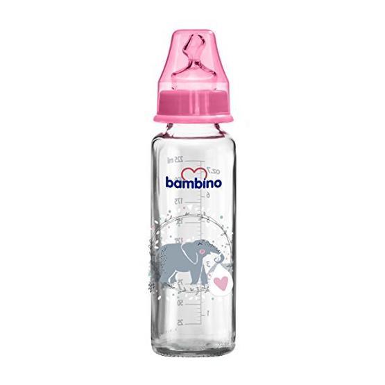 Bambino 8681689319052 225 ml Pembe Damak Uclu Cam Biberon