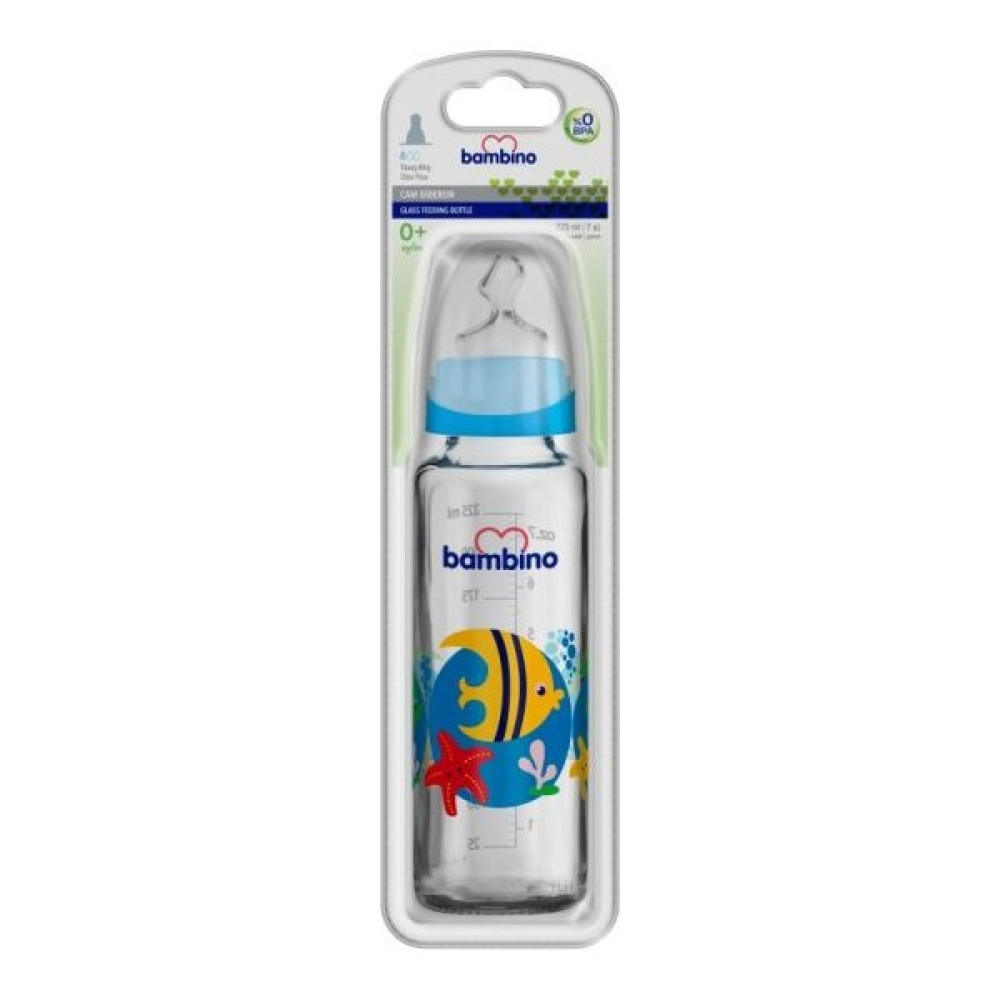 Bambino B014 Cam Biberon 225 ml Mavi Biberon Fiyatı