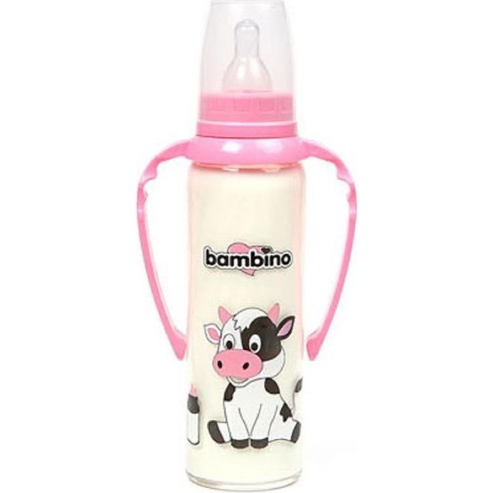 Bambino Kulplu Cam Biberon-Pembe 225Ml - 225 ml Biberon Fiyatı
