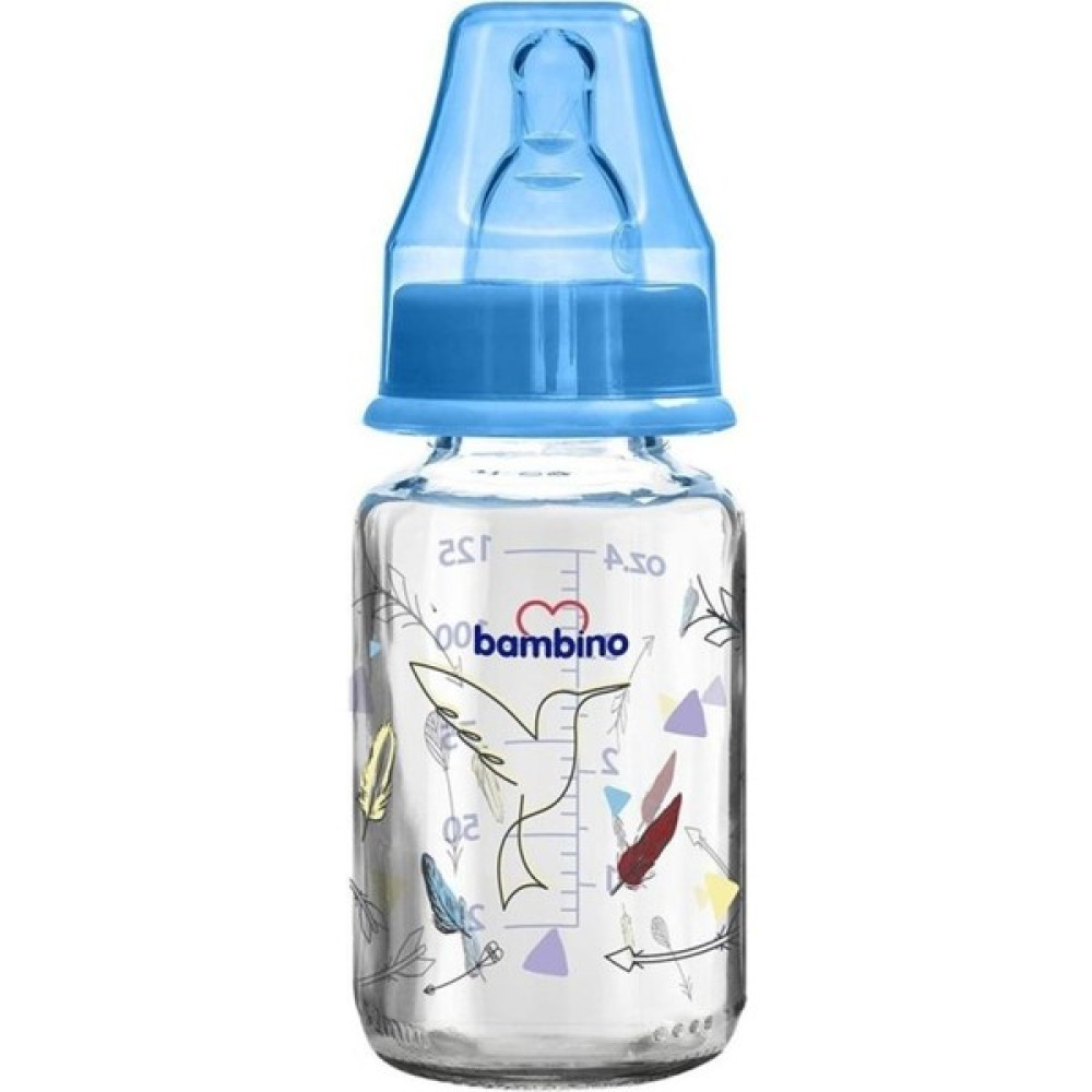 Bambino Ortodontik Cam Biberon 125 ml - Blister - Açık Mavi Biberon Fiyatı