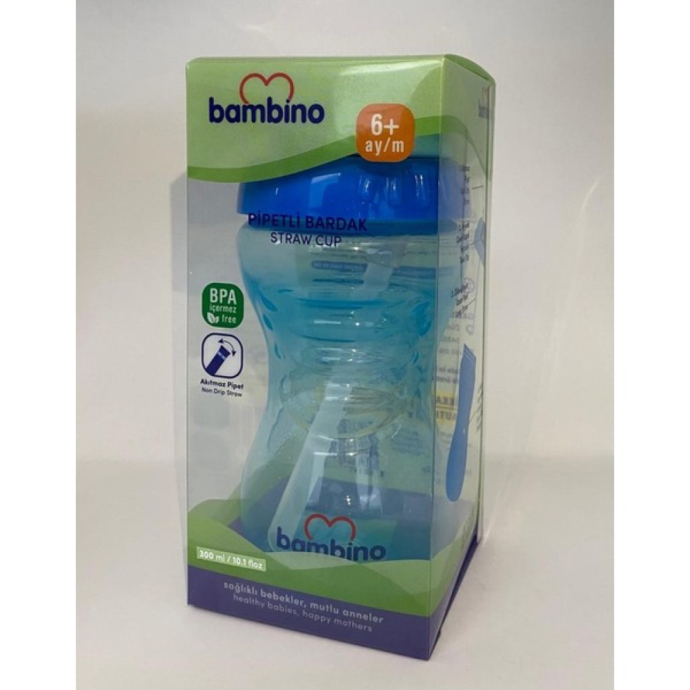 Bambino Pipetli Bardak Mavi 300 ml Bebek Beslenme Gereçleri Fiyatı