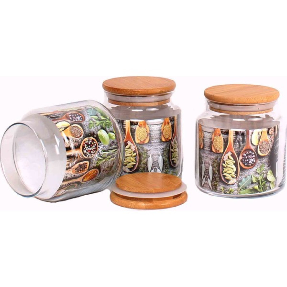 Bambu Kapaklı 3 Lü Cam Kavanoz 700 ml - 500 ml - Şeffaf Saklama Kapları Fiyatı