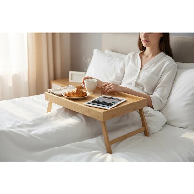 Bambu Katlanır Ayaklı Servis Tepsisi 40×30×20 cm Kahvaltı Laptop Piknik, Yatak Tepsisi Servis Tepsisi Fiyatı