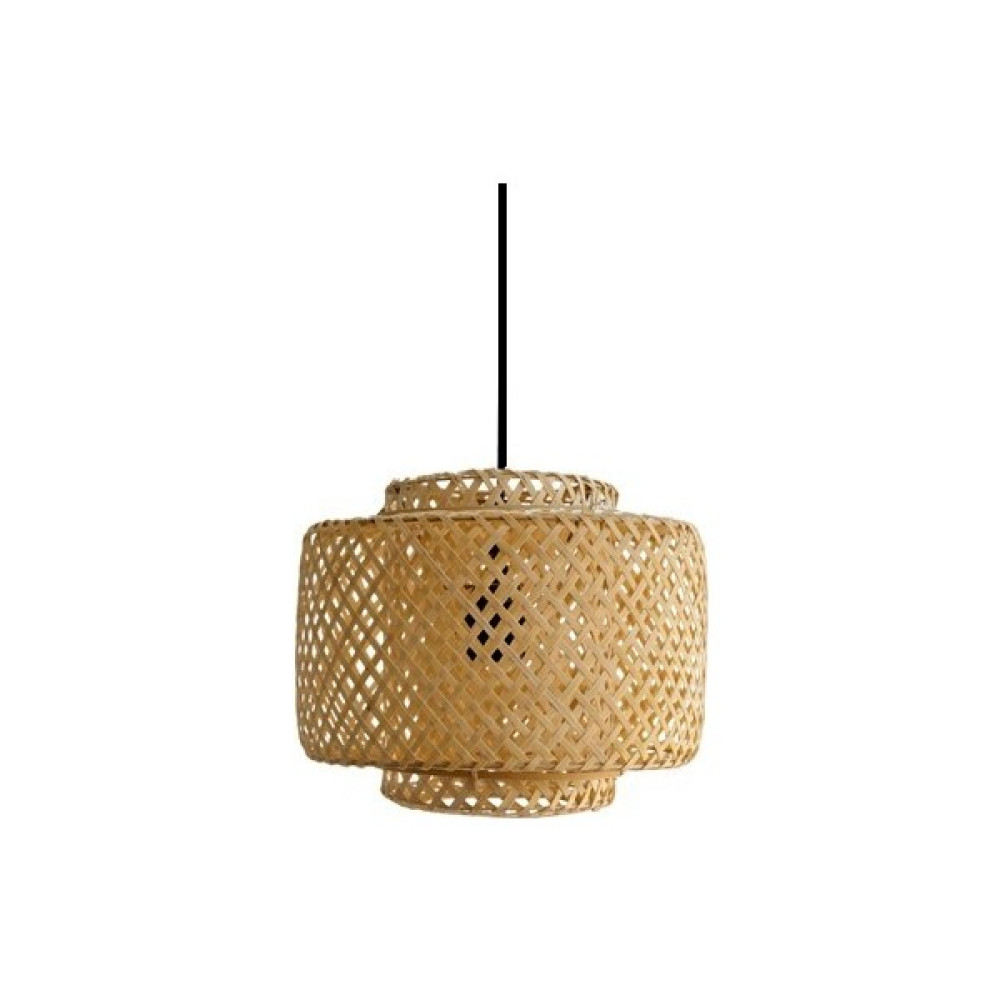 Bambu Rattan Salon Antre Ahşap Sarkıt Tekli Siyah Avize Sinnerling Tasarım Aydınlatma 25x20cm - Bej - 1'li Avize Fiyatı