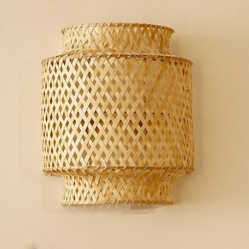 Bambu Rattan Salon Yatak Odası Antre Ahşap Aplik Avize Sinnerling Tasarım Aplik Aydınlatma 28x24cm - Akçaağaç Rengi Aplikler Fiyatı