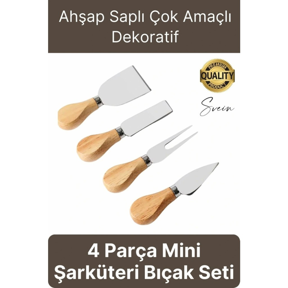 Bambu Saplı 4'lü Mini Şarküteri Bıçakları Servis Sunumluk Peynir ve Ekmek Kesimi Için Spatula Seti - diğer Çatal / Kaşık / Bıçak Takımları Fiyatı