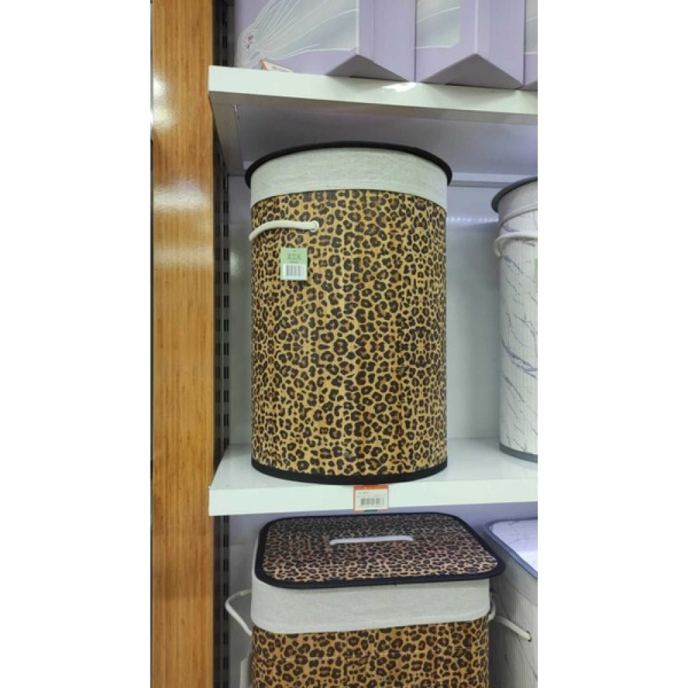 Bambu Tek Bölmeli Yuvarlak Leopar Görünümlü Çamaşır Sepeti 100 x 100 Kahverengi 99+ L - 0 Sepet Fiyatı