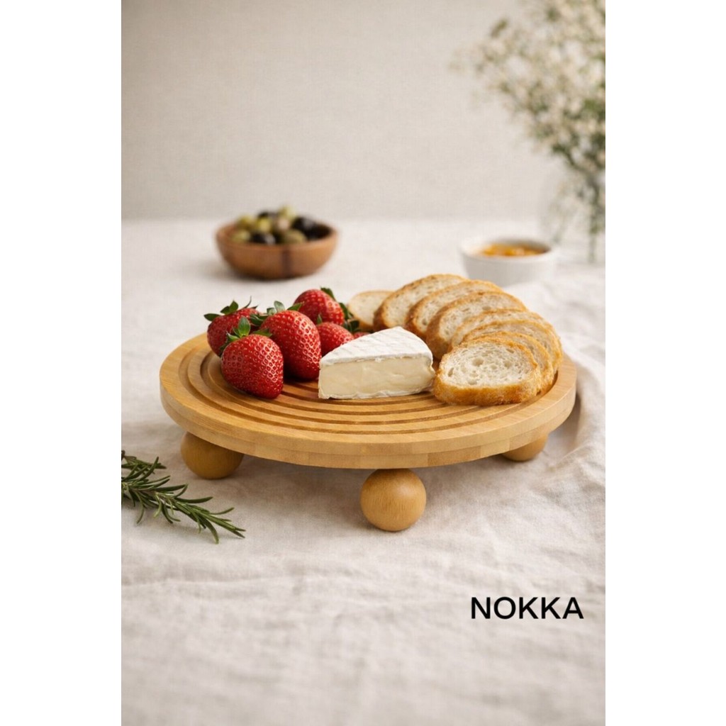 Bambu Top Ayaklı Yuvarlak Stand Çizgi Desenli Sunum Tabağı 28X28CM SSD / Solid State Drive Fiyatı