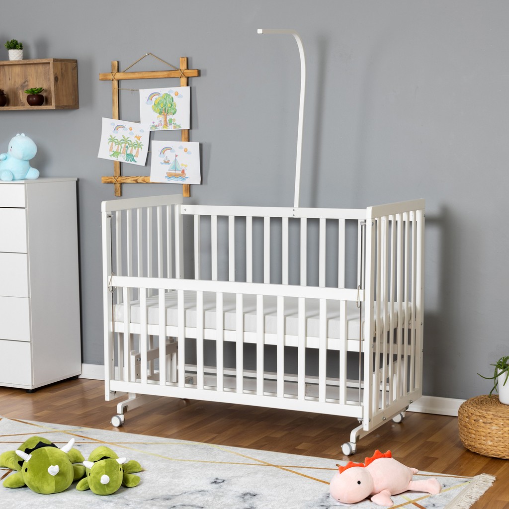 Bamgidoo Ahşap Beşik Anne Yanı Beşik Beyaz 60X120 - Uyku Setsiz Tek Yataklı + Tekerlekli Bebek Oyun Parkı & Beşikleri Fiyatı