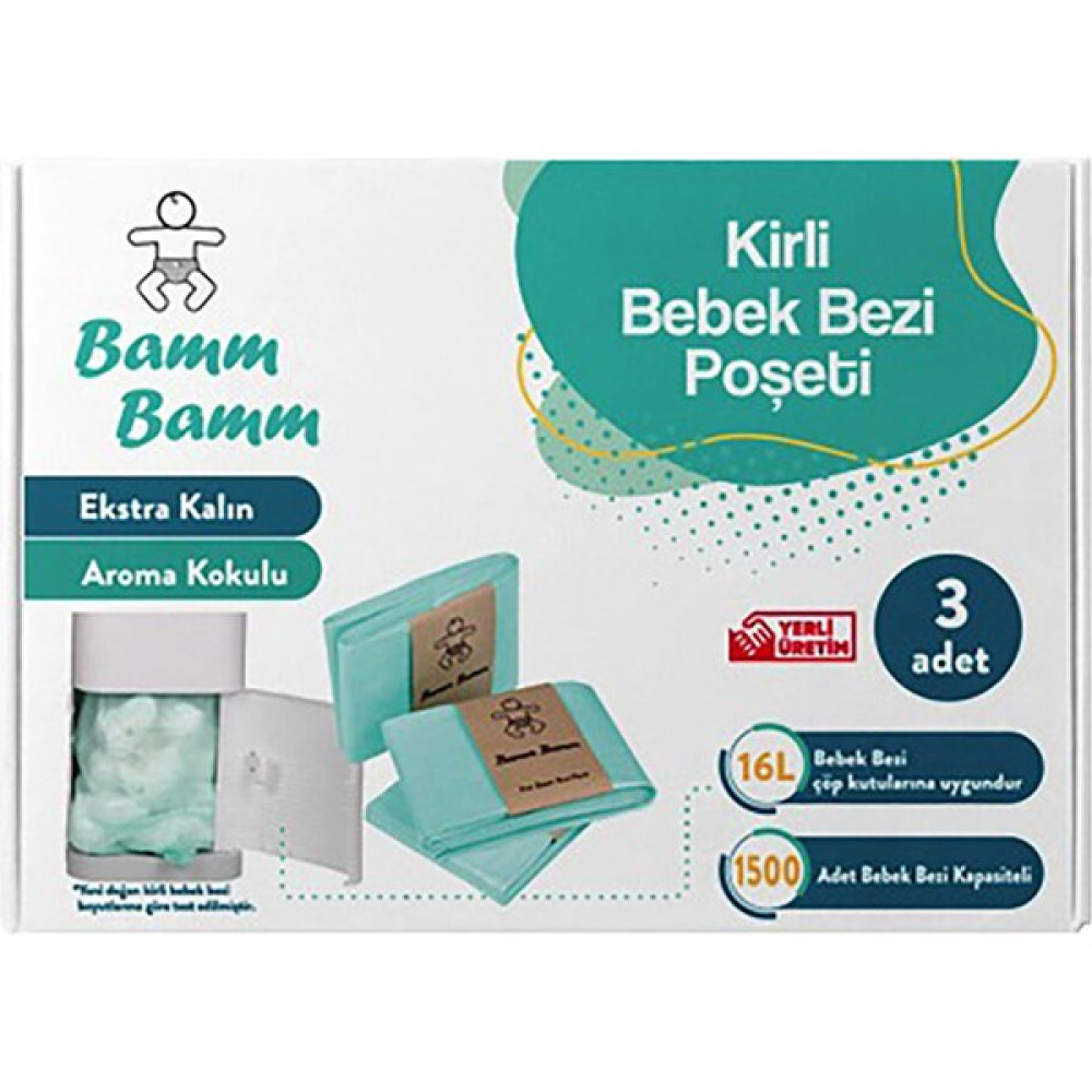 Bamm Bamm 500X3 Adet Kirli Bebek Bezi Kapasiteli Çöp Poşeti - Tek Beden - Renkli Bebek Banyo-Tuvalet Fiyatı