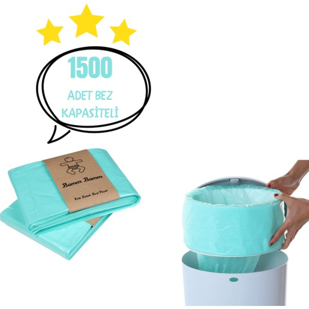 Bamm Bamm Korbell 16L Çöp Kovaları İle Uyumlu 1500 Adet Bebek Bezi Kapasiteli Bamm Bamm Çöp Poşeti - 100 x 150 cm Çöp Poşetleri Fiyatı