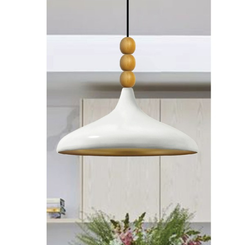 Bamyum Champion Ahşap Boncuklu Tekli Avize Sarkıt Salon Mutfak Butik Lamba Aydınlatma Avizeler - Beyaz Avize Fiyatı