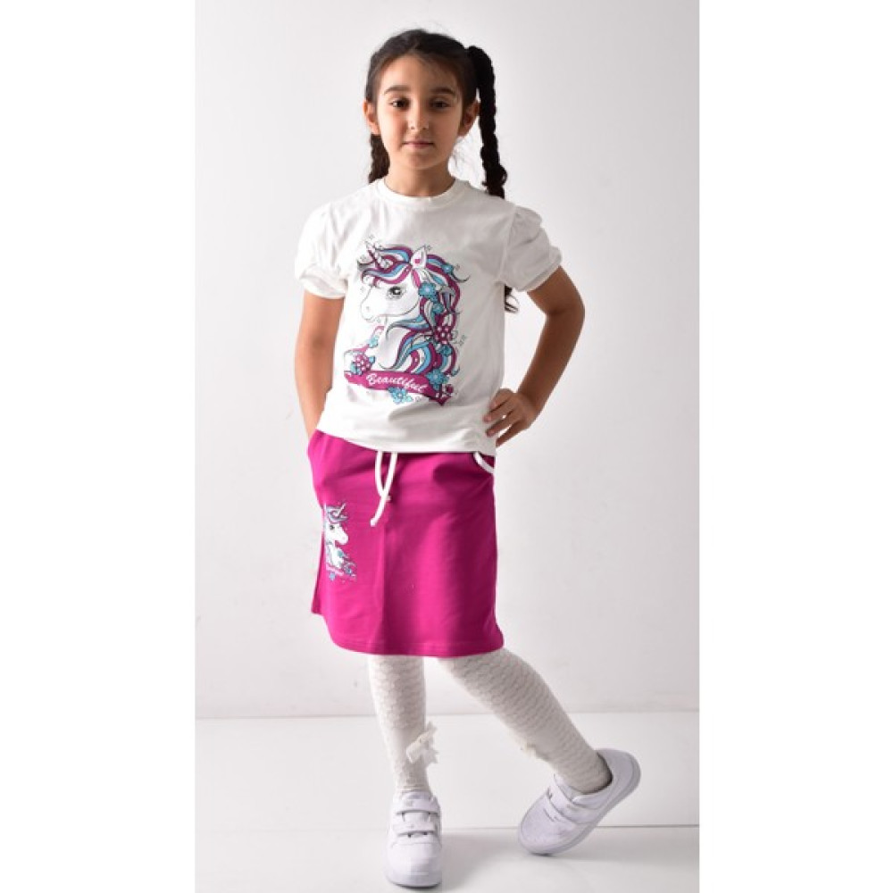 Banada Moda Kız Çocuk Baskılı T-Shirt-Etek Takımı Kız Çocuk Giyim Takımı Fiyatı